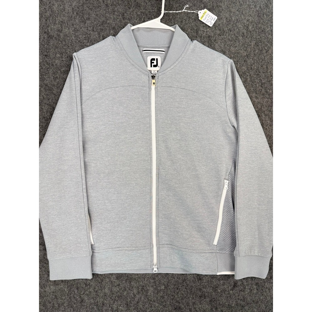 FootJoy Mens Full Zip Golf Jacket Gray Mesh Panel Bomber Style Size Medium